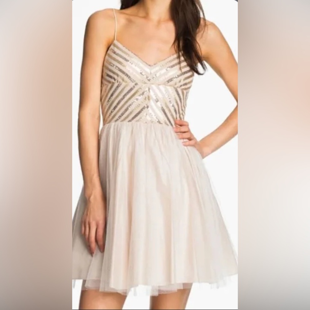 Aidan Mattox Champagne Sequin Dress